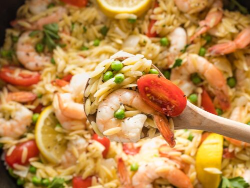 One Skillet Shrimp Orzo Recipe - Recipe Hippie