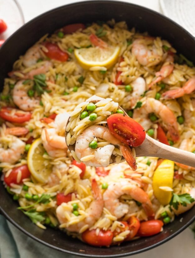 One Pot Lemon Shrimp Orzo - Nourish And Fete