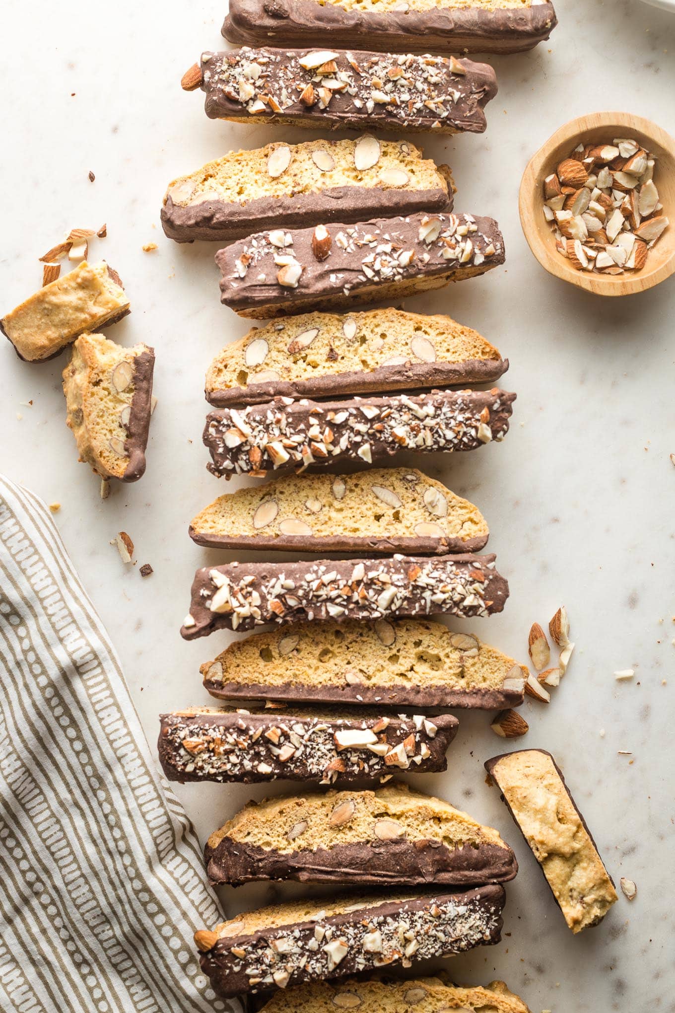 Chocolate-Dipped Almond Biscotti - Nourish and Fete