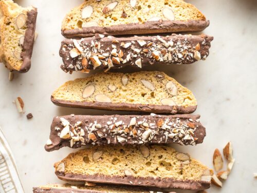 Almond Biscotti - dipped in chocolate and more almonds! — The