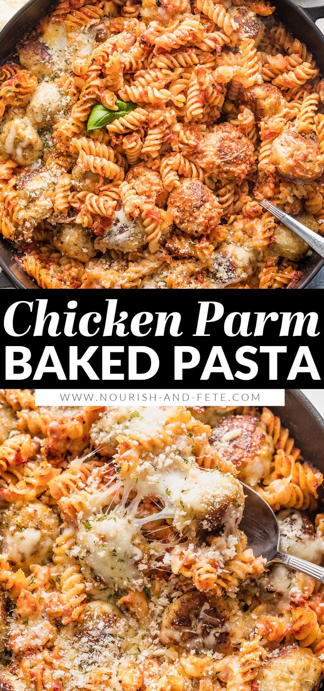 Chicken Parmesan Pasta Bake (with Meatballs!) - Nourish and Fete