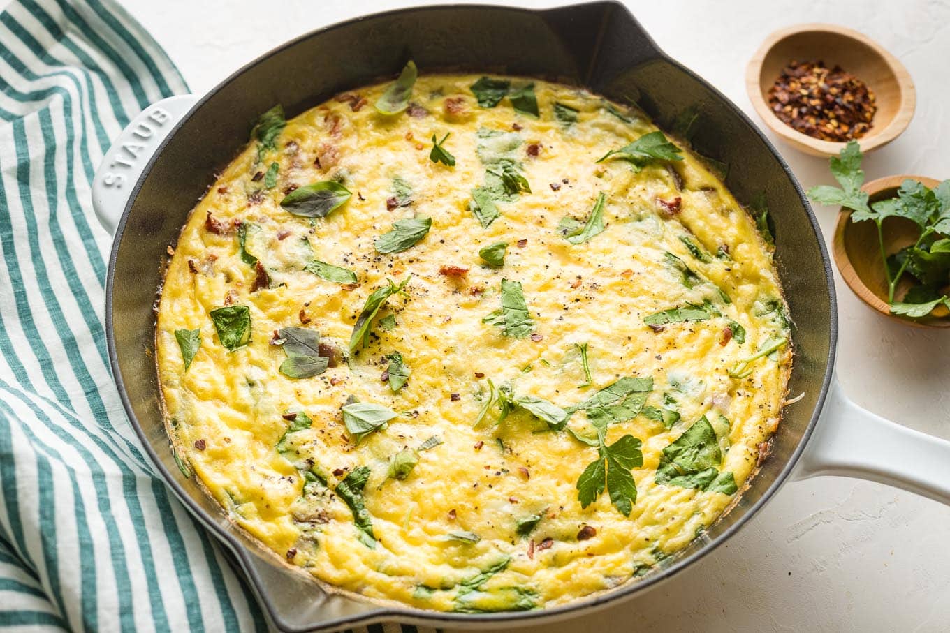 Spinach Parmesan Frittata - Best for Brunch or Dinner! - Nourish and Fete