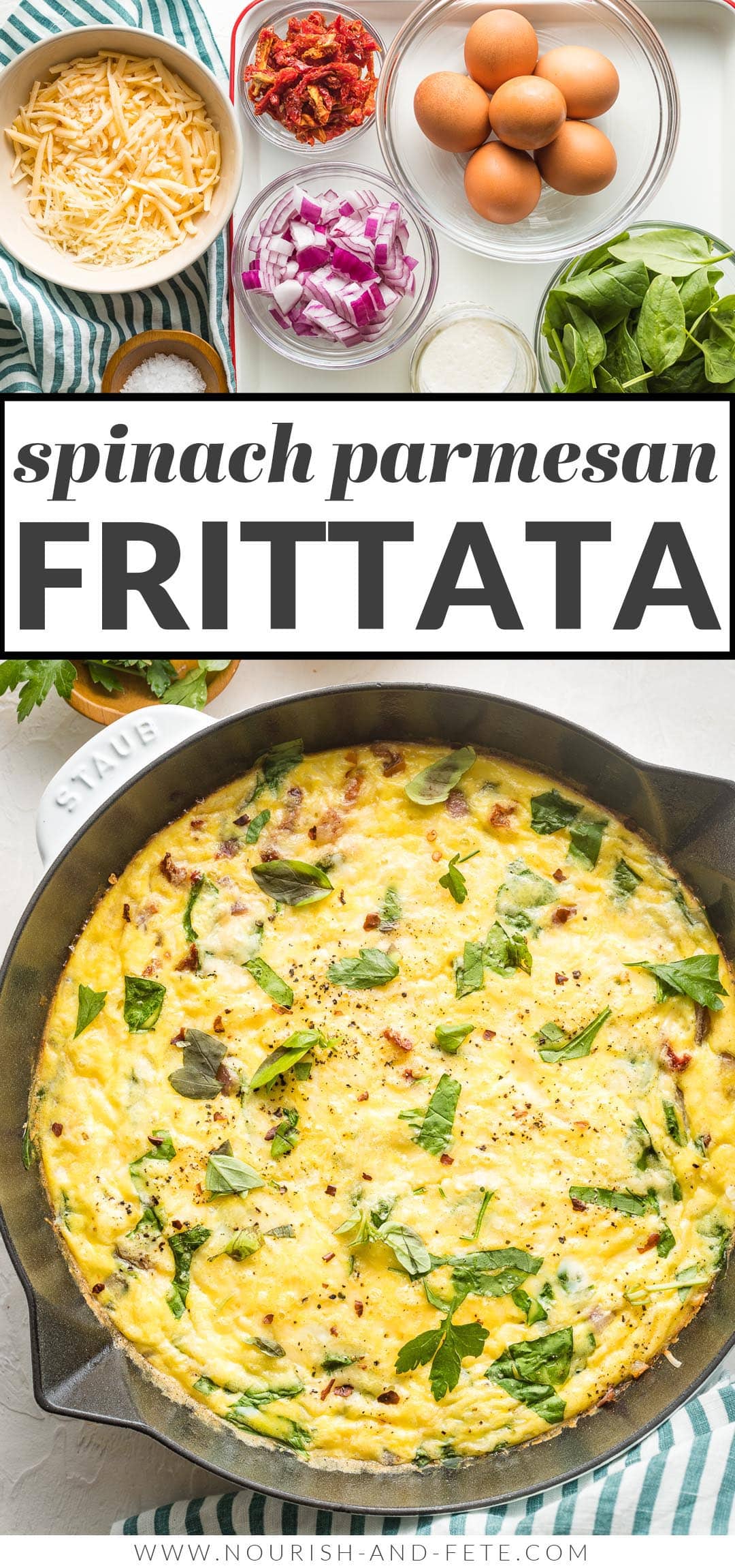 Spinach Parmesan Frittata - Best for Brunch or Dinner! - Nourish and Fete