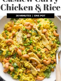 One Pot Curry Cashew Chicken And Rice - Nourish And Fete