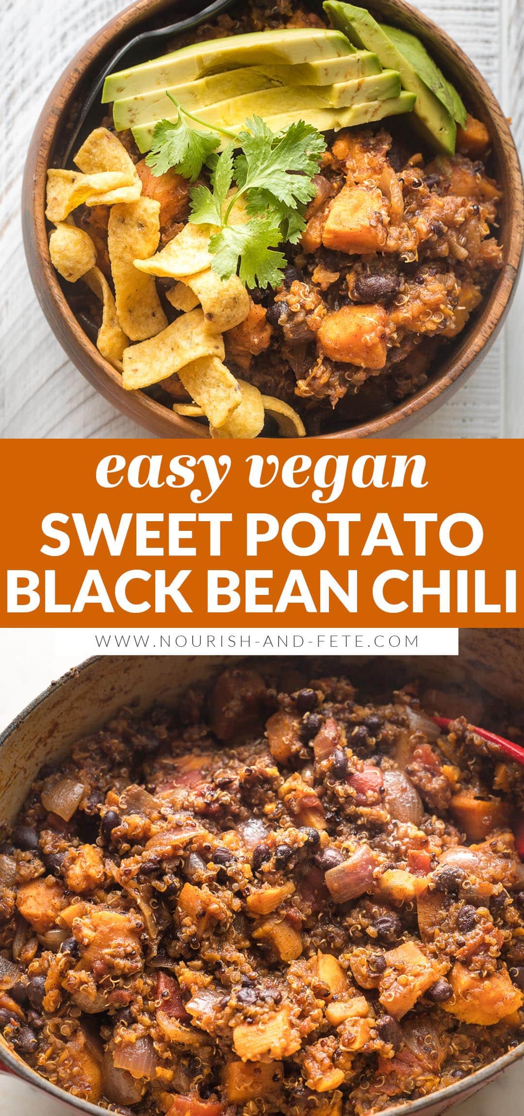 Sweet Potato Black Bean Chili - Nourish and Fete