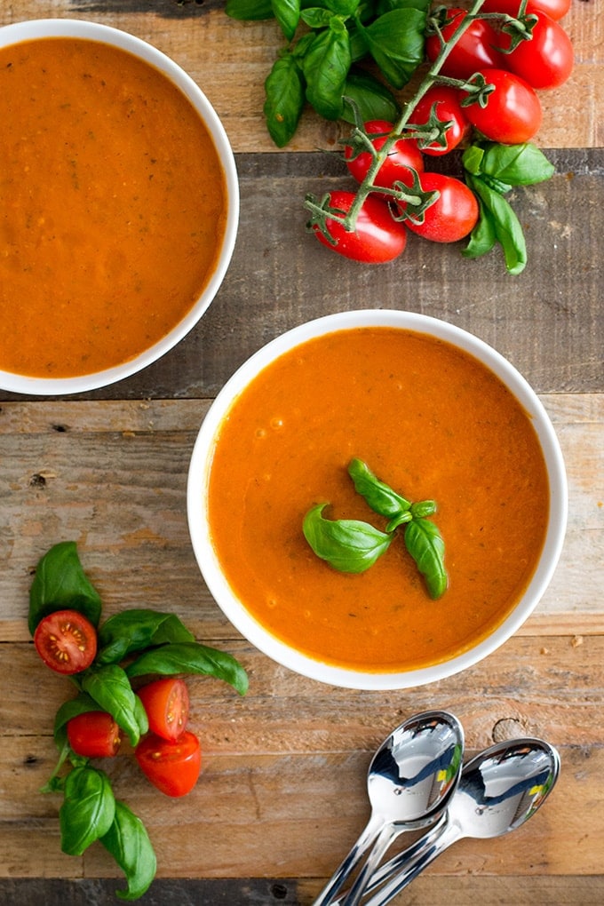 Creamy Roasted Tomato Basil Soup | Nourish and Fete