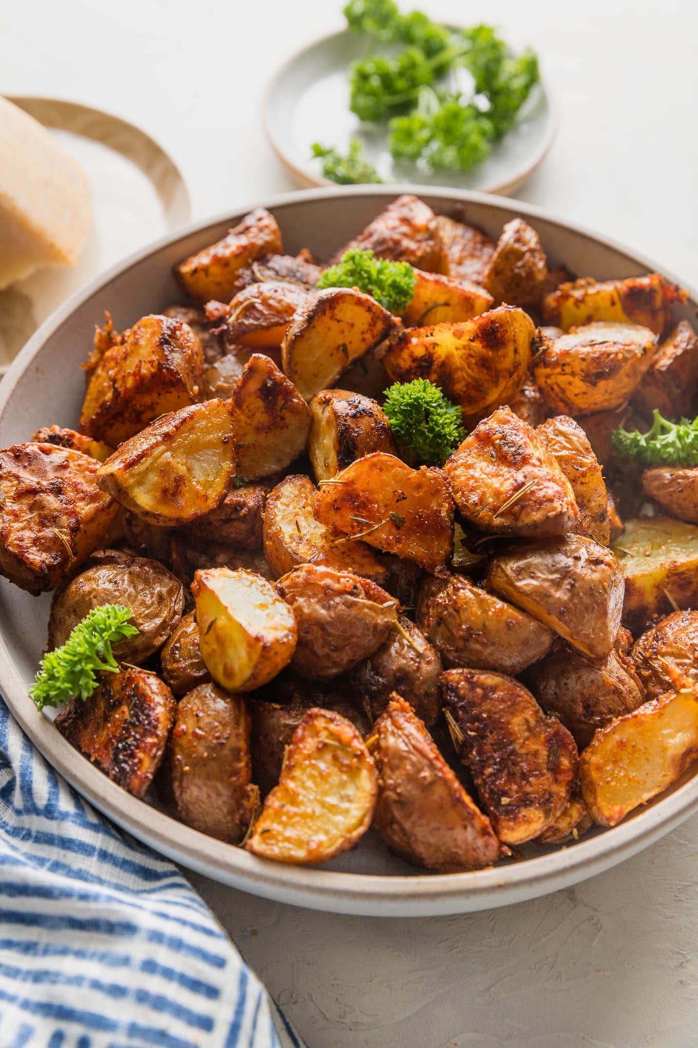 Parmesan Crusted Red Potatoes - Nourish and Fete