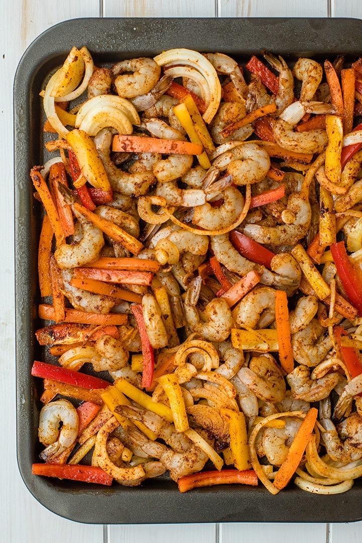 Sheet Pan Chipotle Lime Shrimp Fajitas - Nourish and Fete