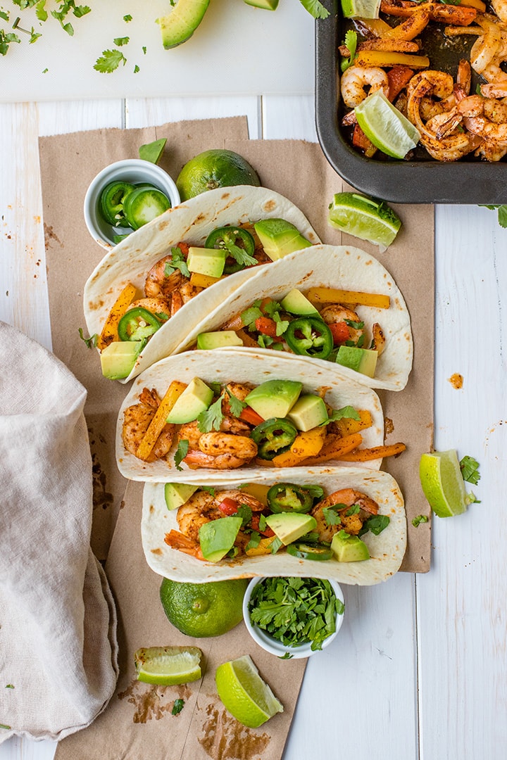 Sheet Pan Chipotle Lime Shrimp Fajitas - Nourish And Fete