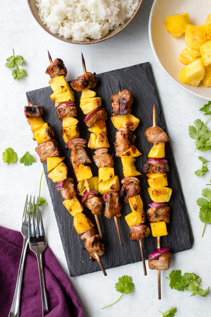 Pork Pineapple Kabobs with Grilled Mango | Nourish and Fete