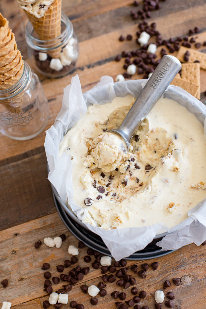 No Churn S'mores Ice Cream - Nourish and Fete