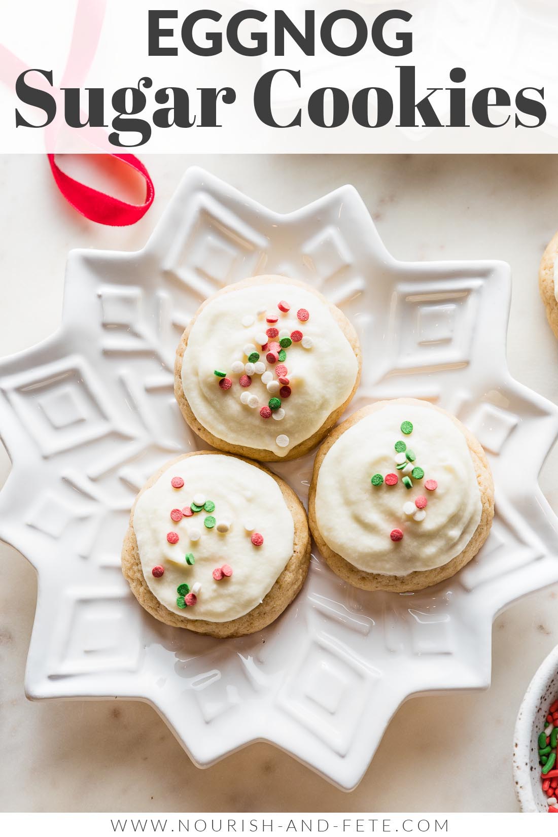 Eggnog Sugar Cookies (Drop Cookies, no Chill) - Nourish and Fete