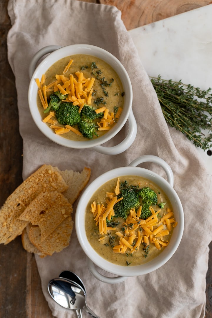 Healthy Instant Pot Broccoli Cheddar Soup - Nourish and Fete