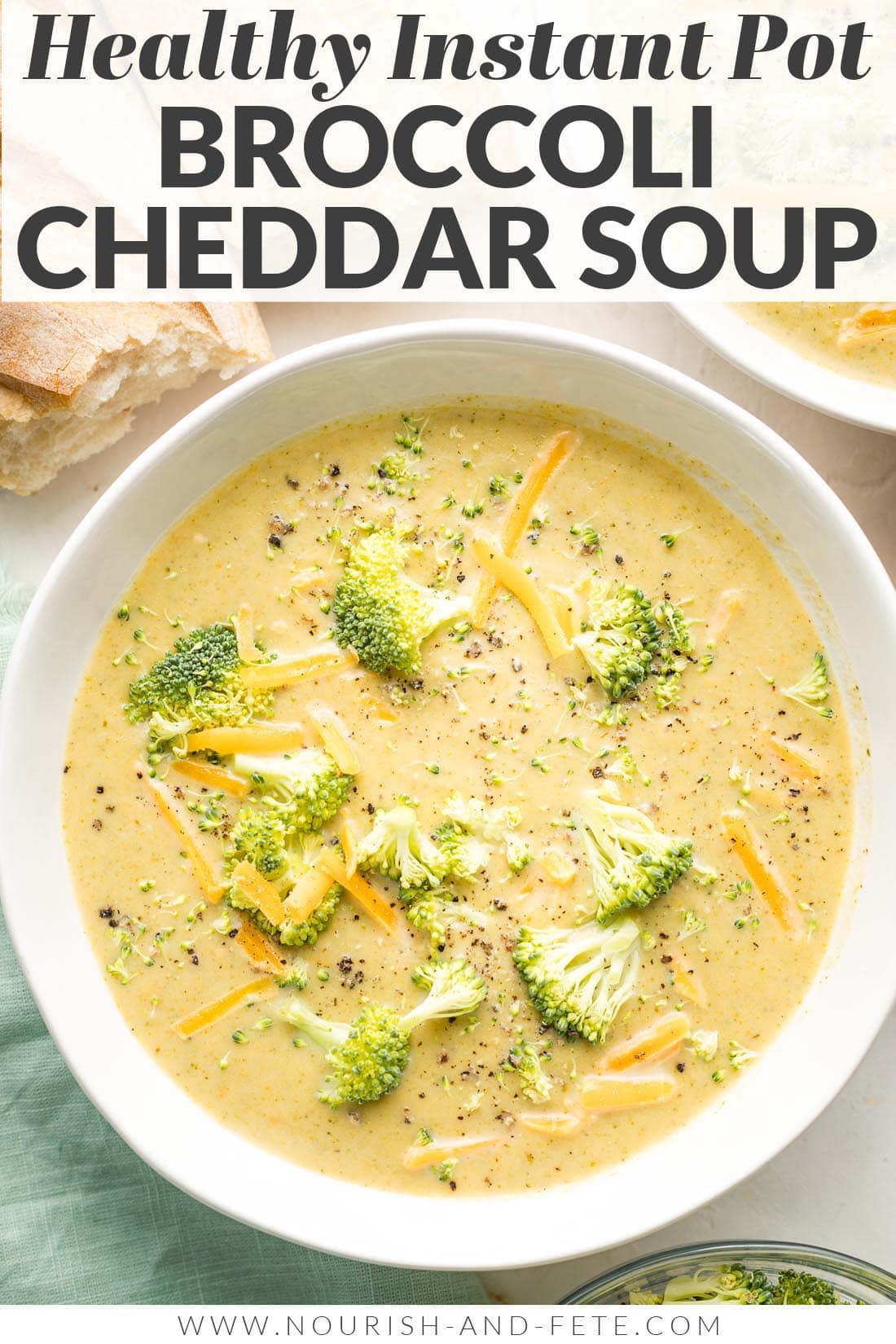 Instant Pot Broccoli Cheddar Soup - Nourish and Fete