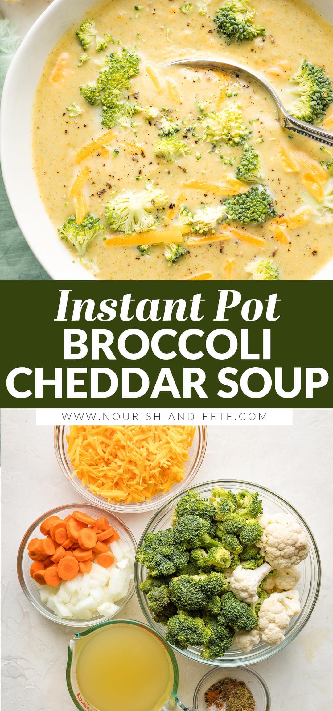 Instant Pot Broccoli Cheddar Soup - Nourish And Fete