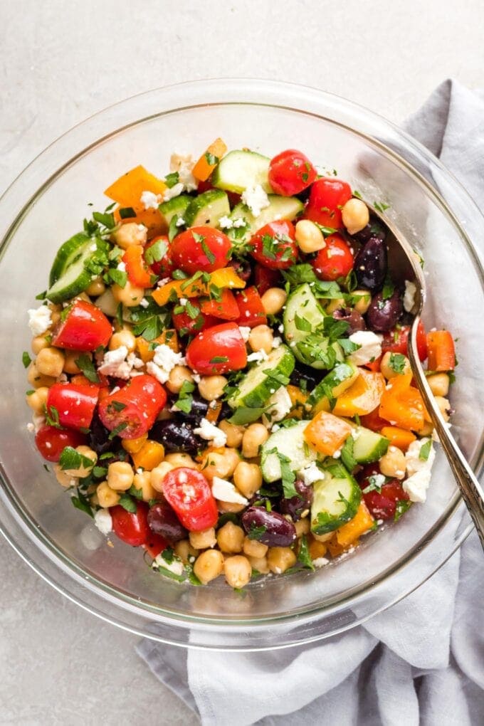 Chopped Greek Chickpea Salad | Nourish and Fete