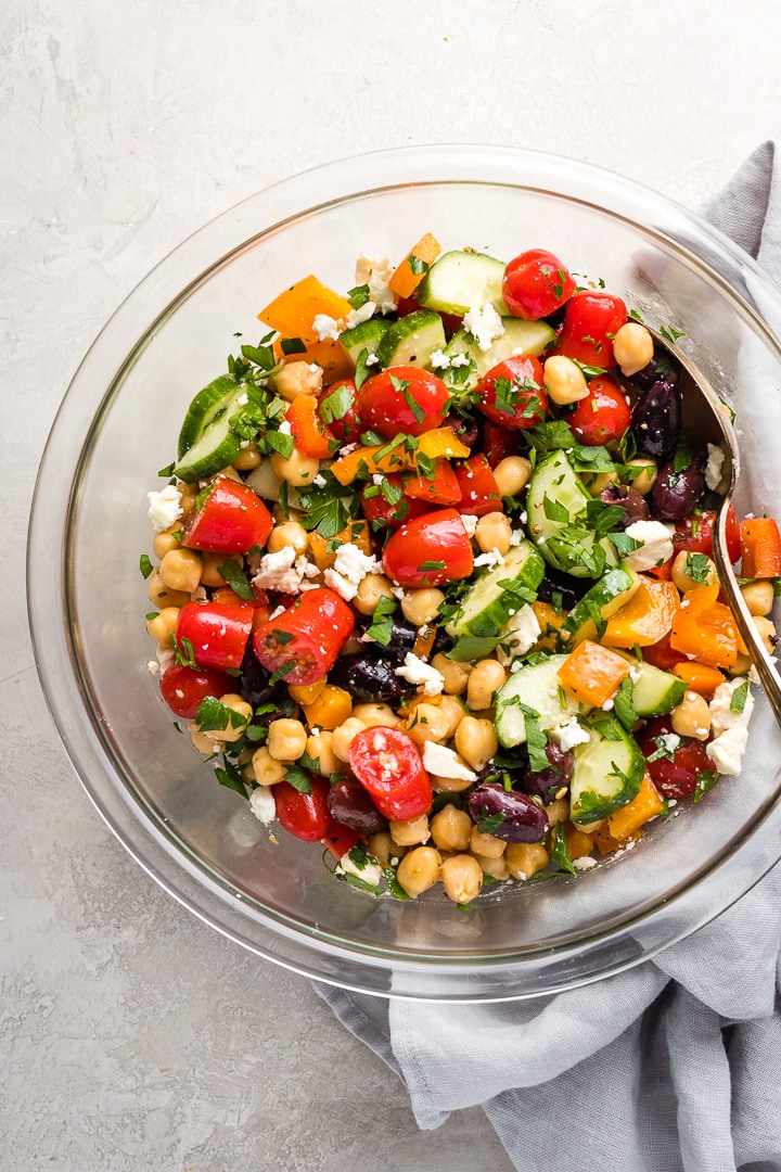 Greek Chickpea Salad - Nourish and Fete