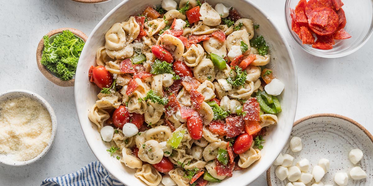 Italian Tortellini Pasta Salad - Nourish and Fete