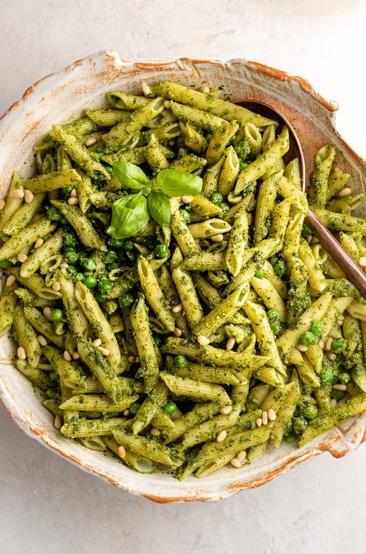 Fresh Pesto Pasta with Peas | Nourish and Fete