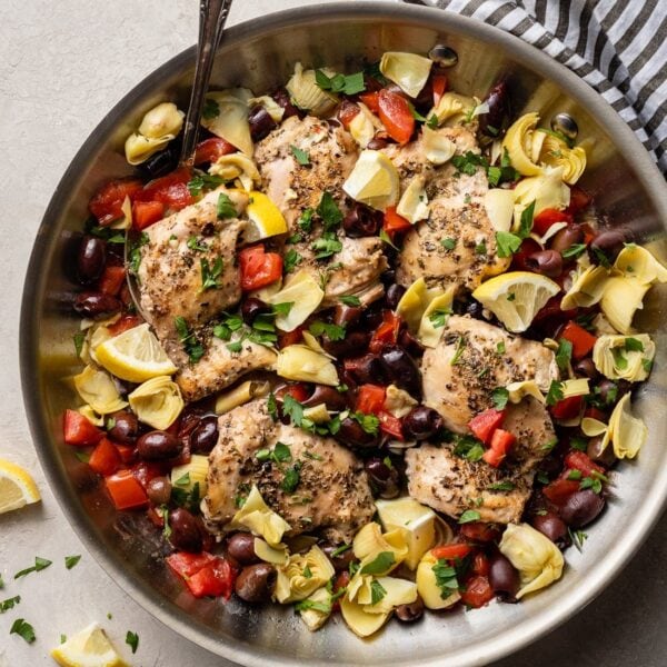 Easy One Pan Greek Chicken With Olives - Nourish And Fete