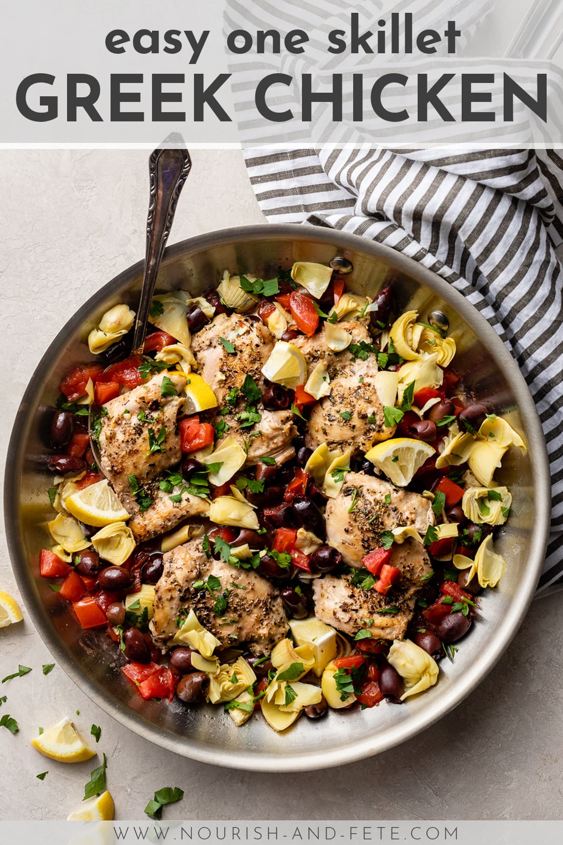 Easy One Pan Greek Chicken With Olives - Nourish And Fete