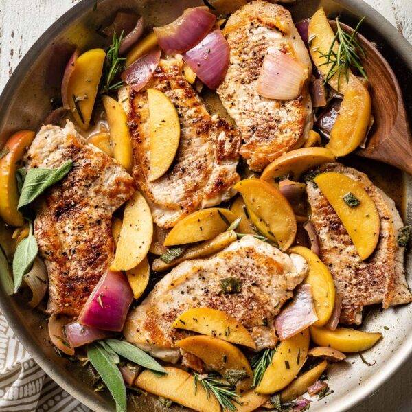 Pork Chops with Apples and Onions - Nourish and Fete