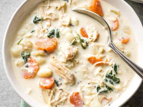 Creamy Crockpot Chicken Gnocchi Soup - Nourish and Fete