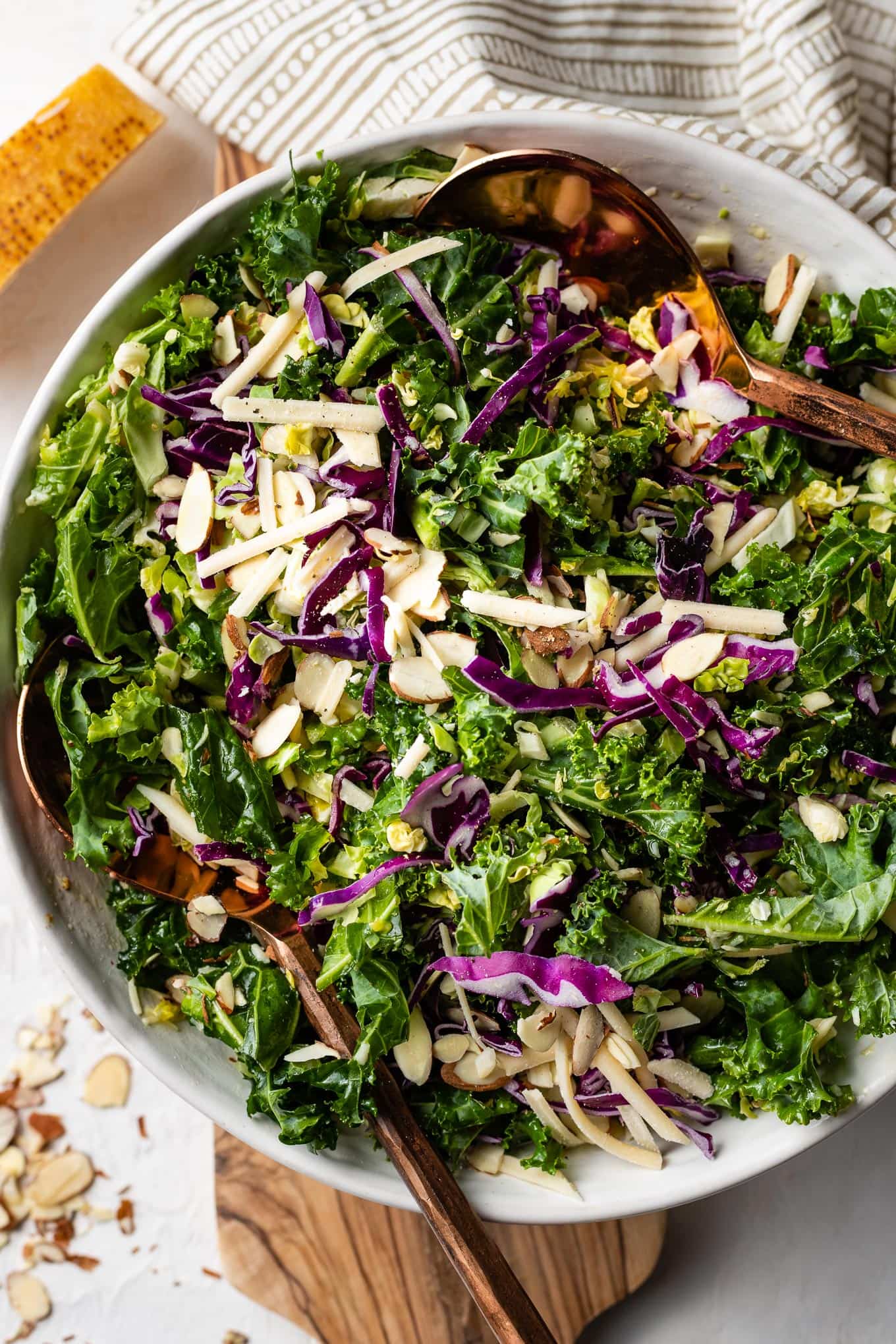 Kale And Brussels Sprout Salad With Creamy Lemon Parmesan Dressing