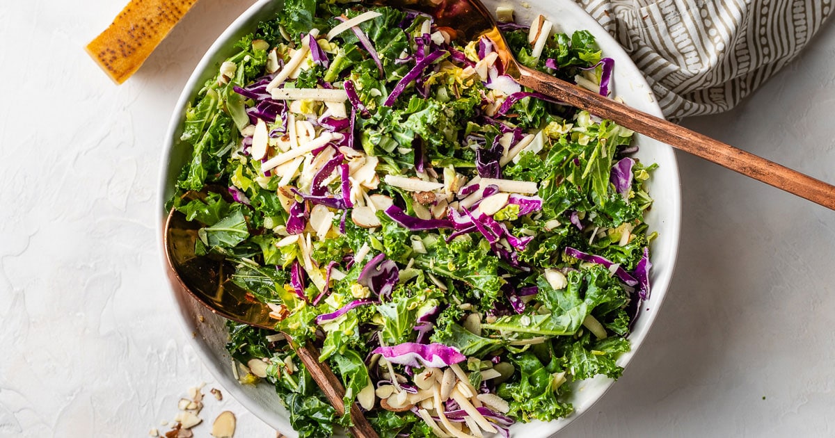 Kale & Brussels Sprout Salad with Creamy Lemon Parmesan Dressing ...