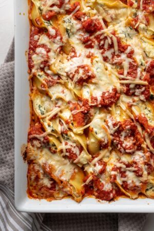 Spinach and Ricotta Stuffed Shells - Nourish and Fete