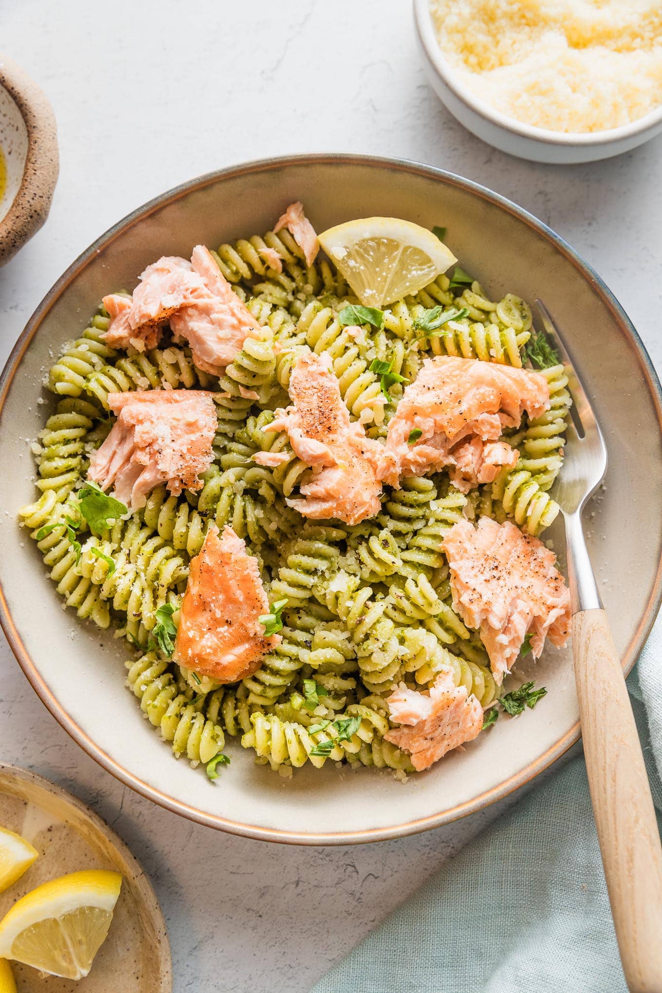 Salmon Pesto Pasta (in 25 minutes!) - Nourish and Fete