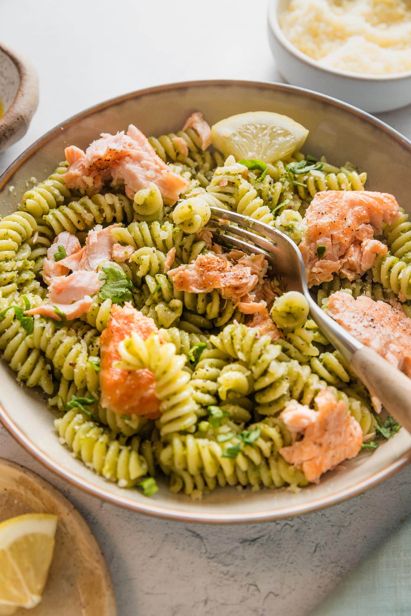 Salmon Pesto Pasta (in 25 minutes!) - Nourish and Fete