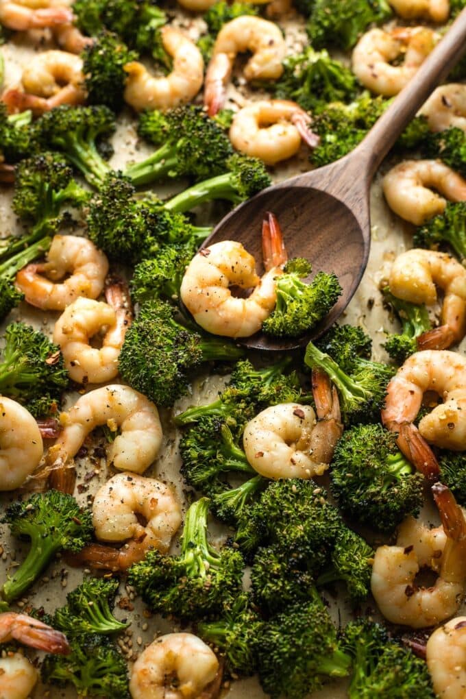 Sheet Pan Honey Garlic Shrimp and Broccoli - Nourish and Fete