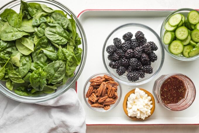 Spinach Blackberry Salad with Balsamic Chicken - Nourish and Fete