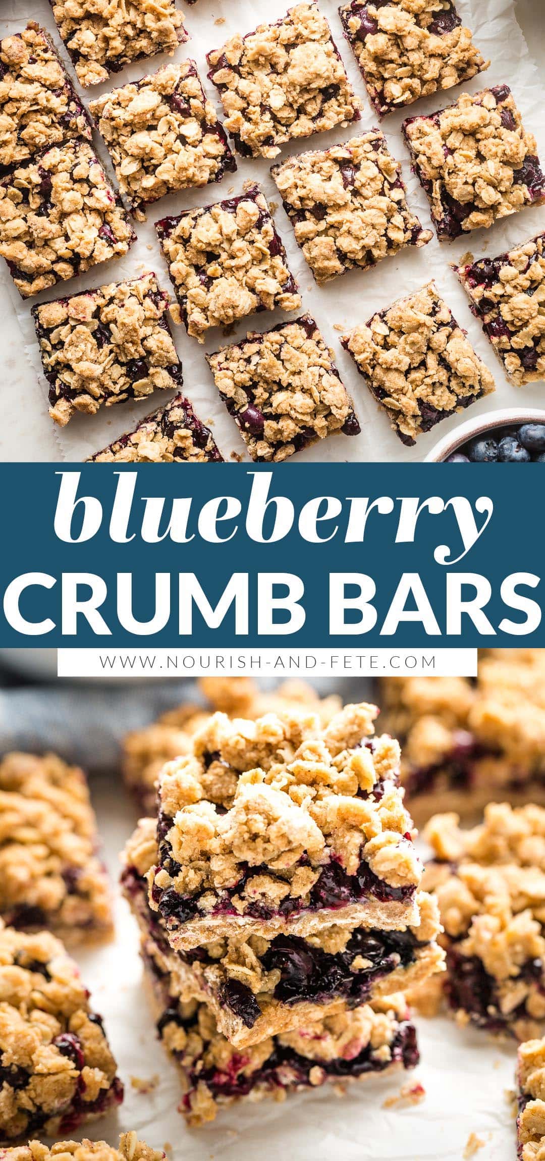 Blueberry Oatmeal Crumb Bars - Nourish and Fete