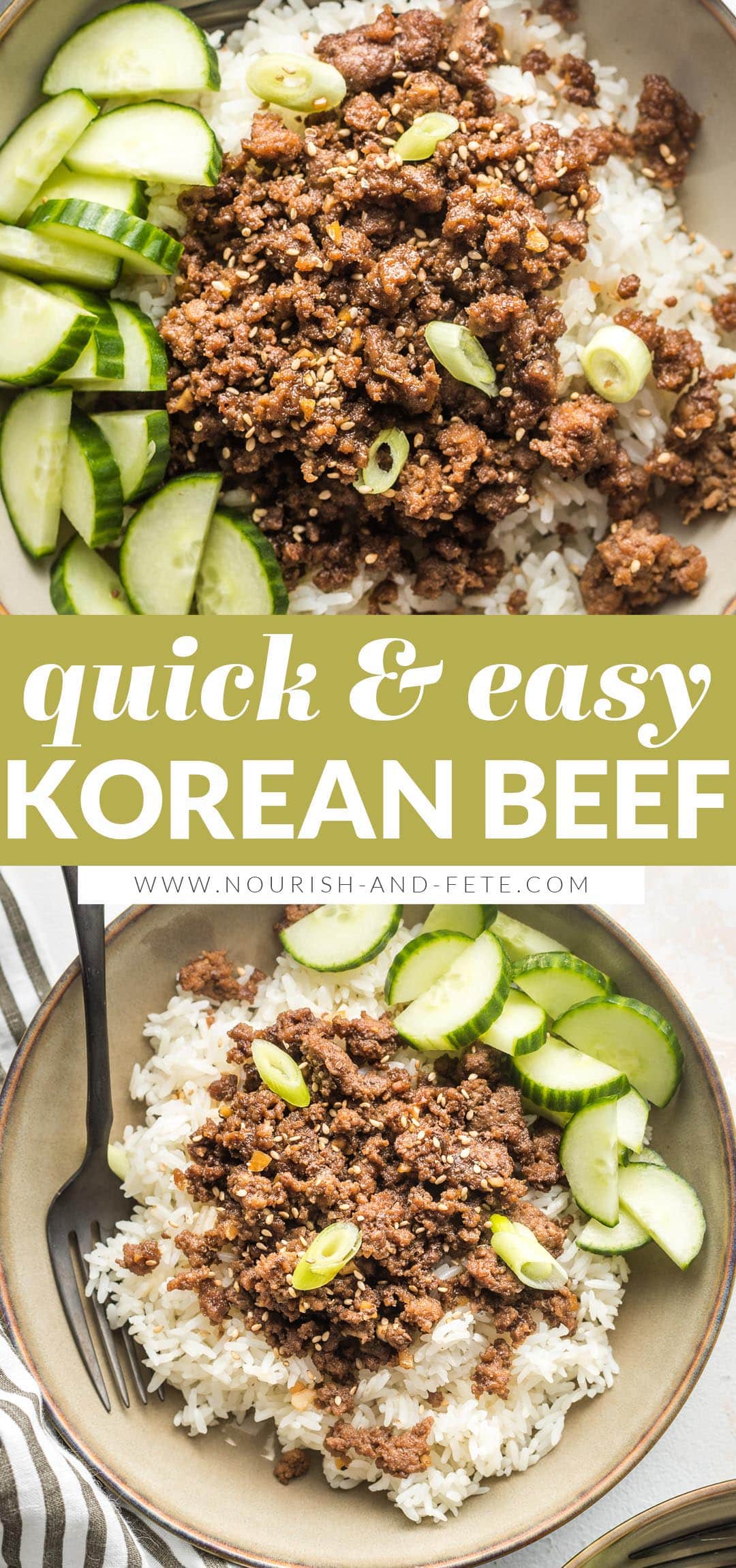 Korean Ground Beef Bowls - Nourish and Fete