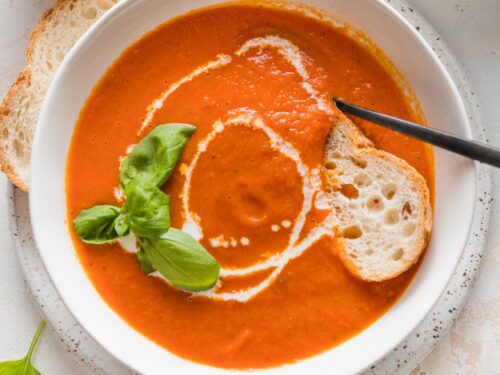 Roasted Tomato Soup with Fresh Tomatoes