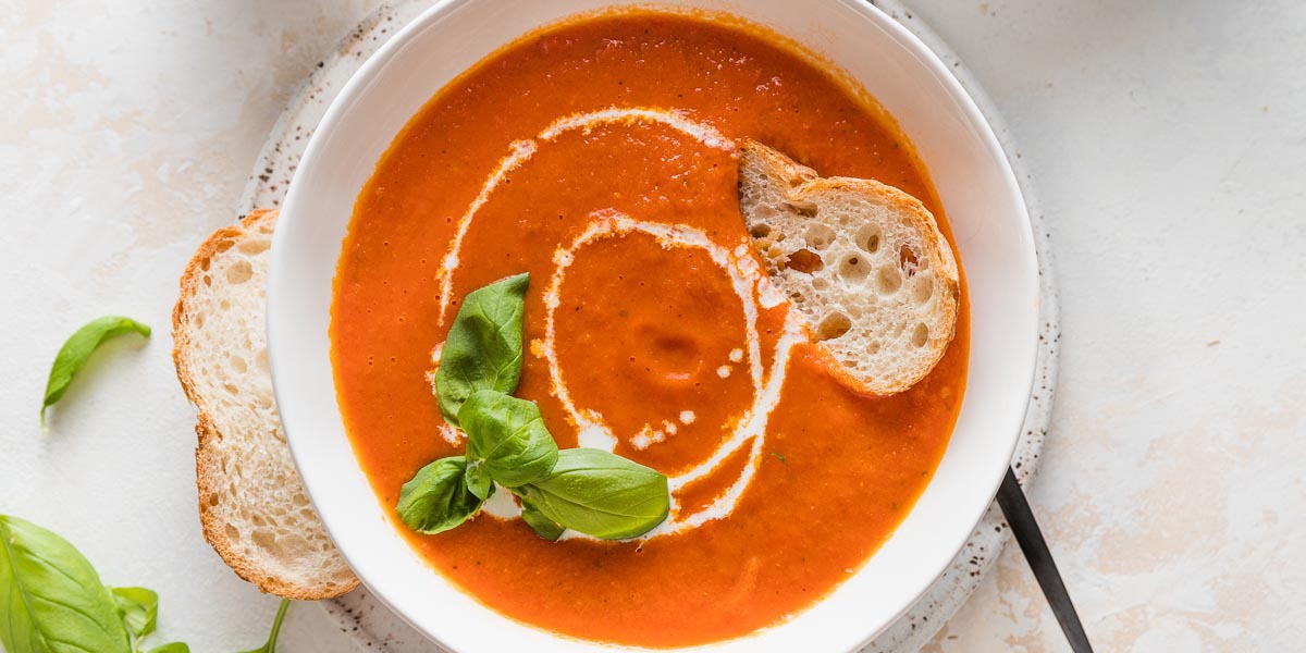 Roasted Tomato Basil Soup - Nourish and Fete
