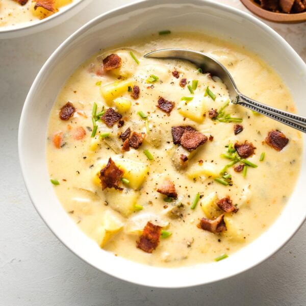 Instant Pot Potato Cheddar Chowder - Nourish and Fete