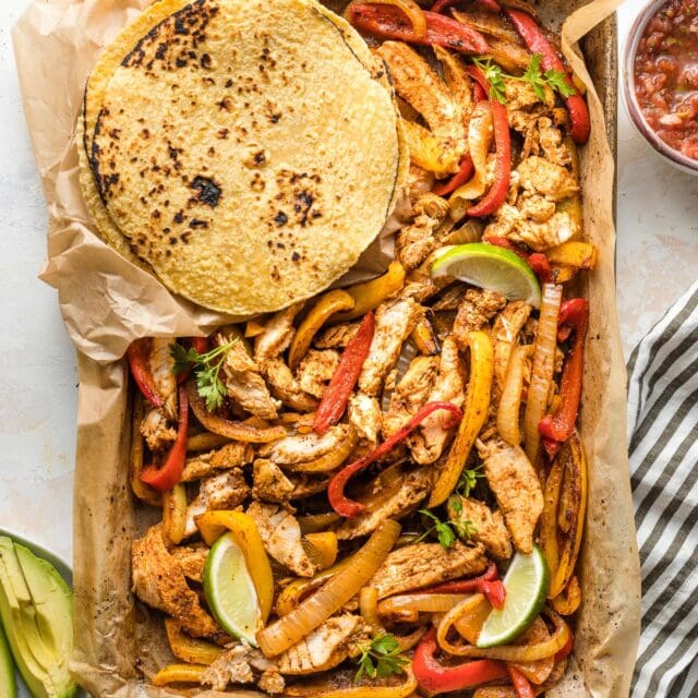 Sheet Pan Chicken Fajitas - Nourish and Fete