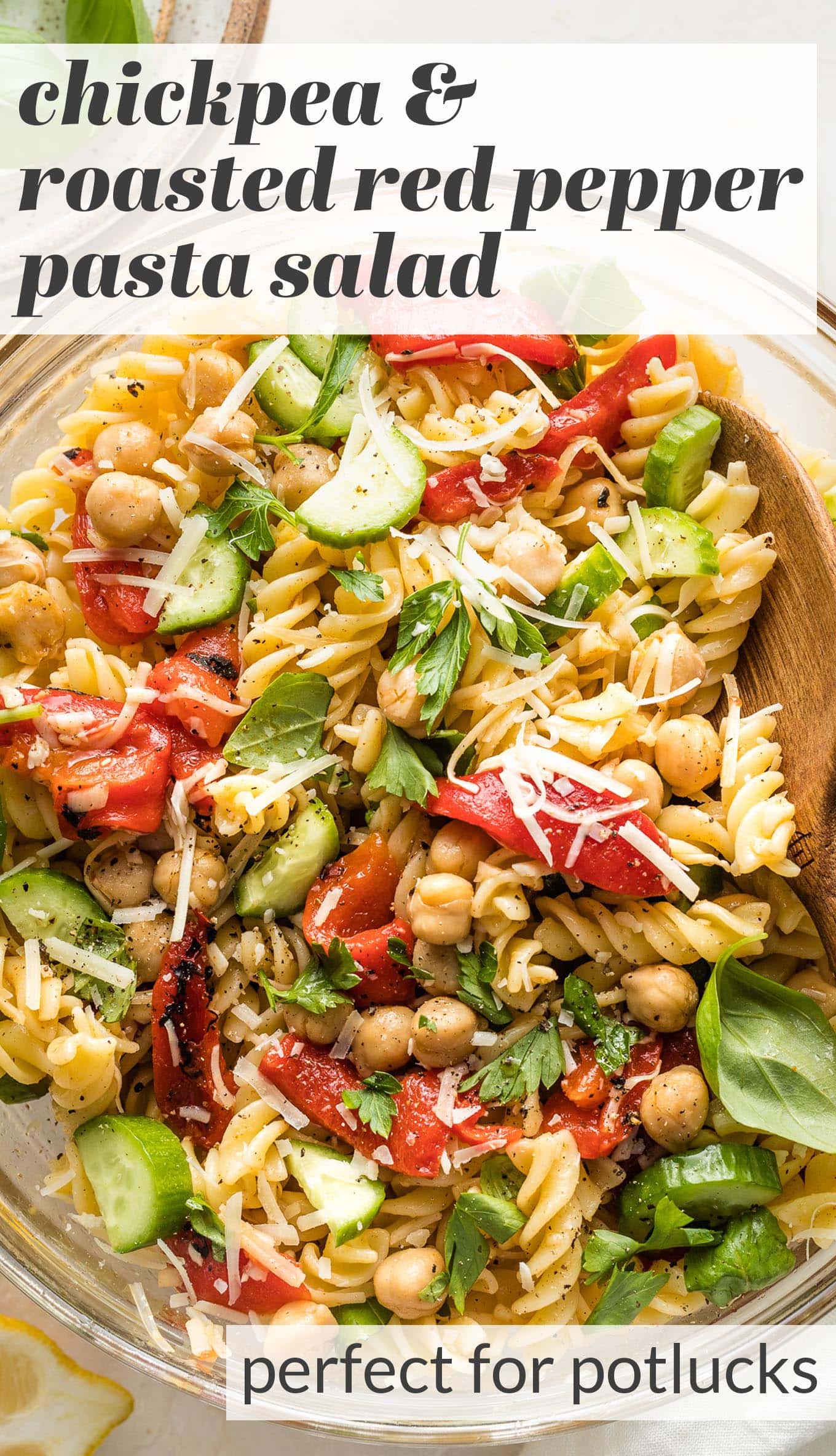 Pasta Salad with Chickpeas & Roasted Red Peppers - Nourish and Fete