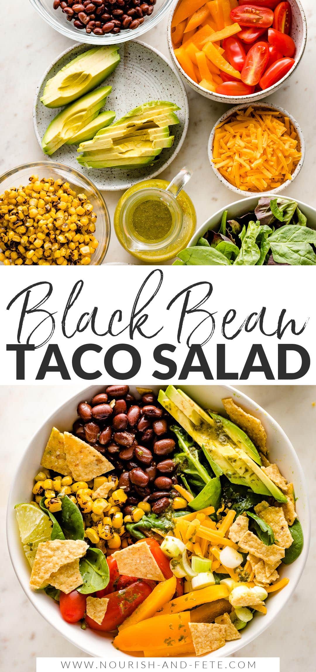 Vegetarian Taco Salad with Black Beans - Nourish and Fete