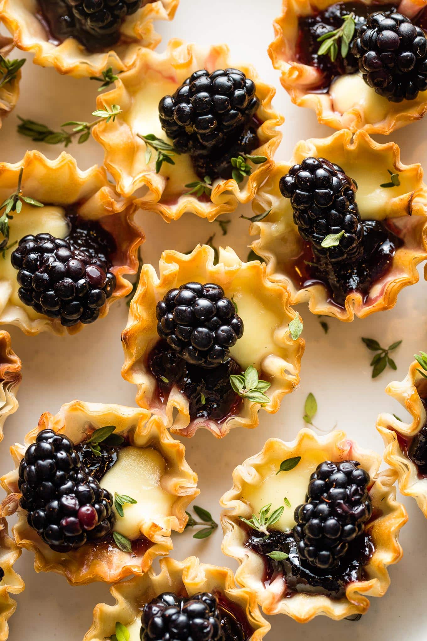 Brie Phyllo Cups with Blackberry and Thyme - Nourish and Fete