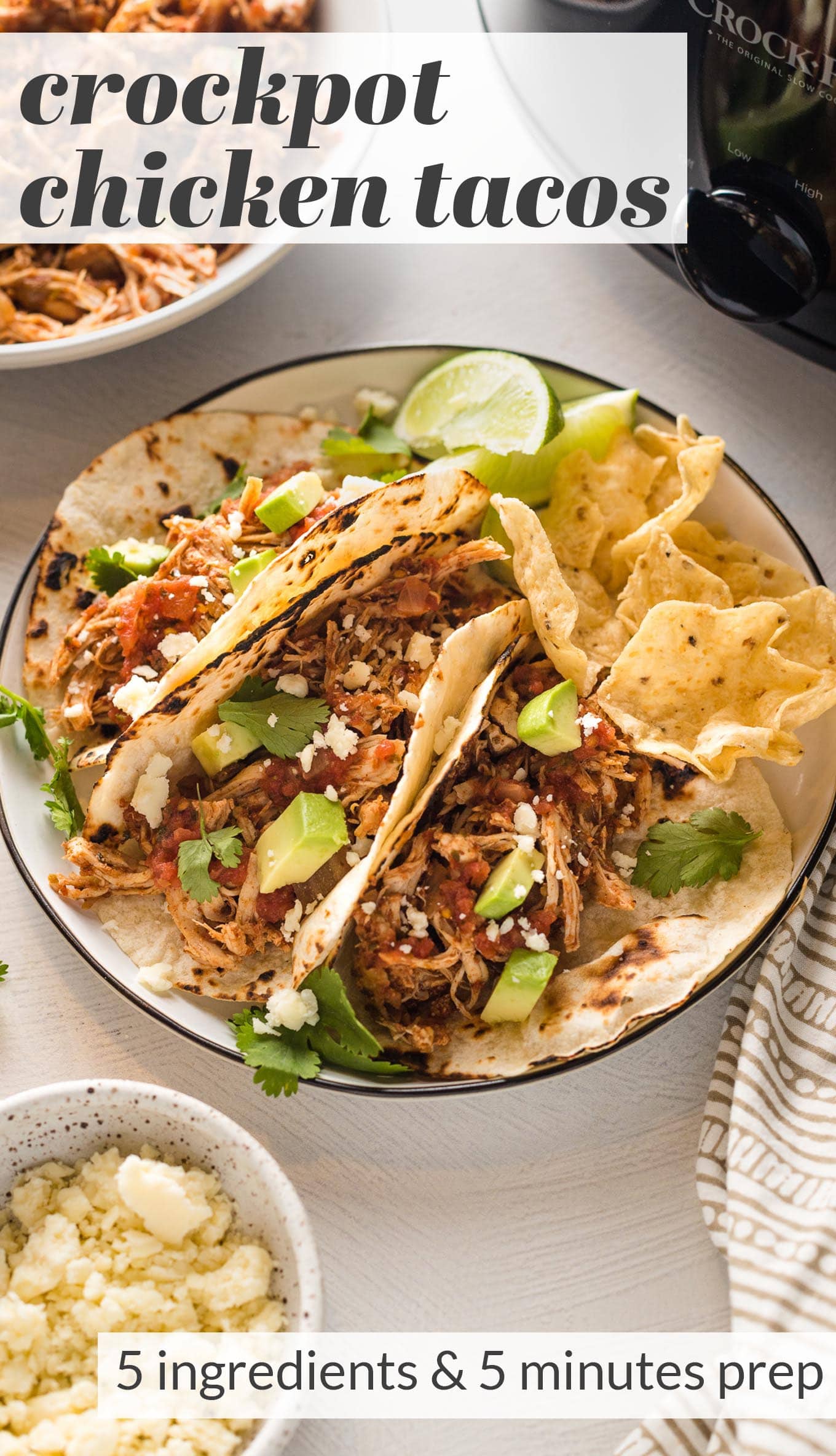 Crockpot Shredded Chicken Tacos - Nourish and Fete