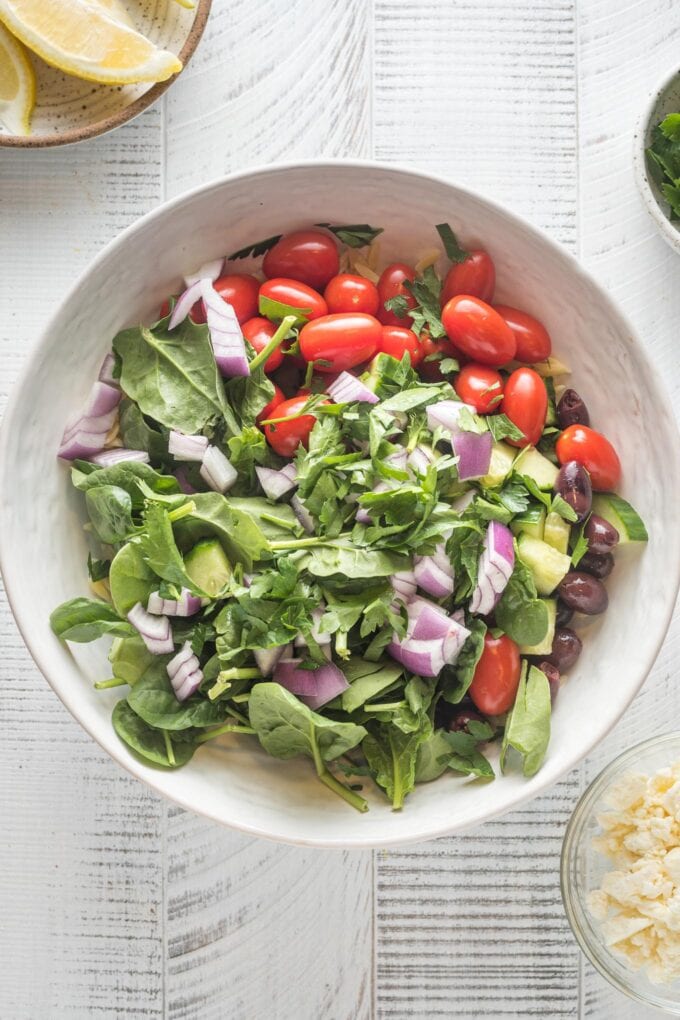 Lemon Orzo Salad with Feta - Nourish and Fete