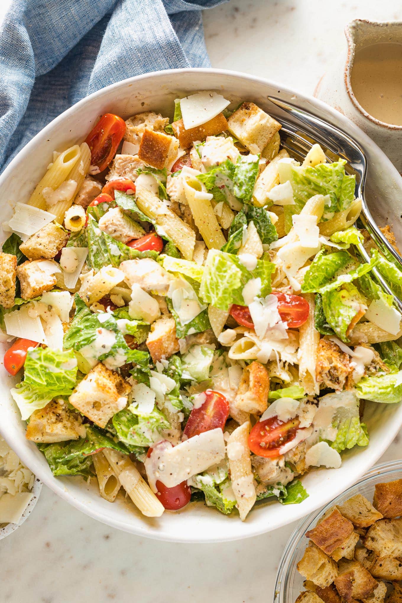 Chicken Caesar Pasta Salad - Nourish and Fete