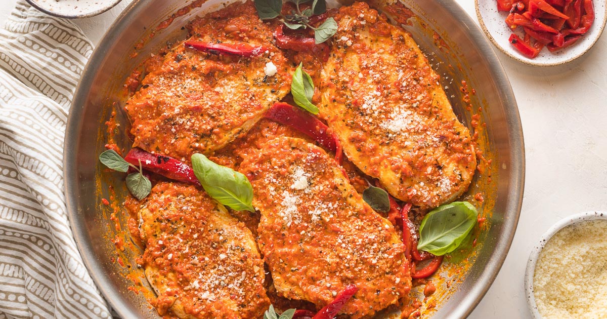 Roasted Red Pepper Chicken - Nourish and Fete