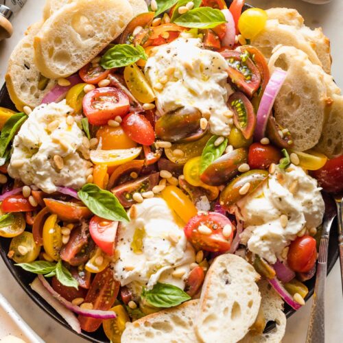 Marinated Tomato Burrata Salad (Minimal Prep!) - Nourish and Fete