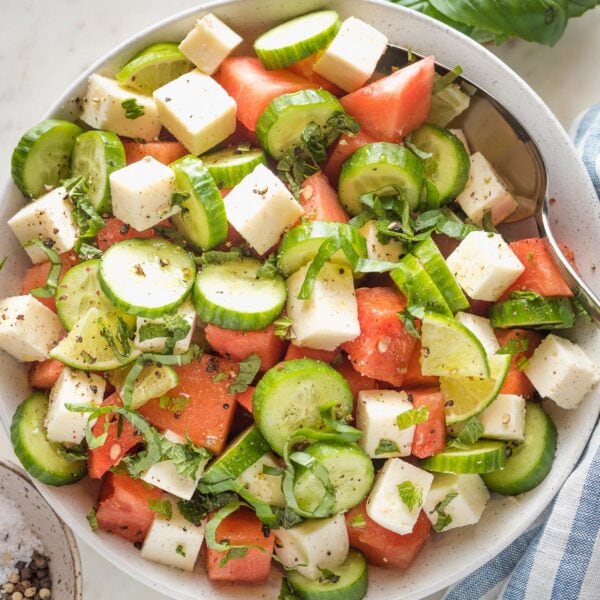 Watermelon Cucumber Salad With Feta And Mint Nourish And Fete 5155