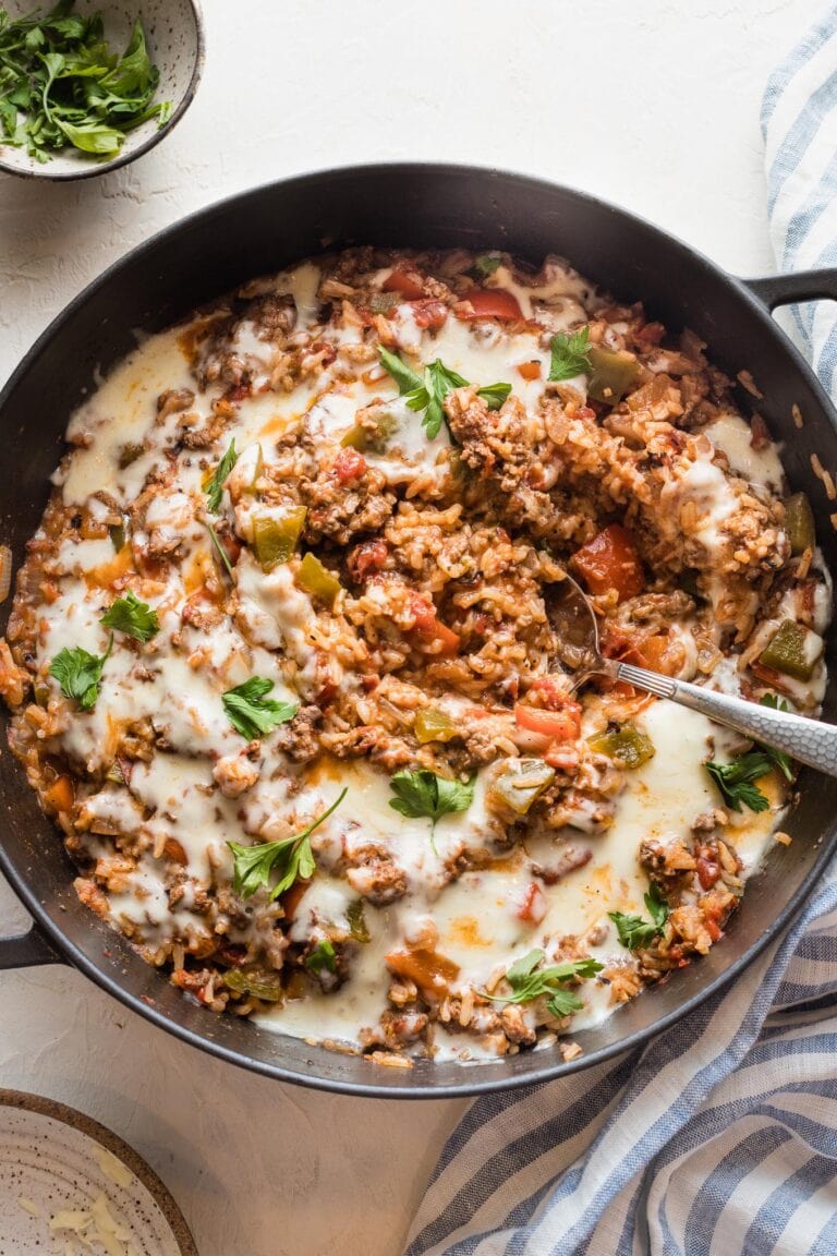 Unstuffed Peppers Skillet (Cozy 30 Minute Meal) - Nourish and Fete